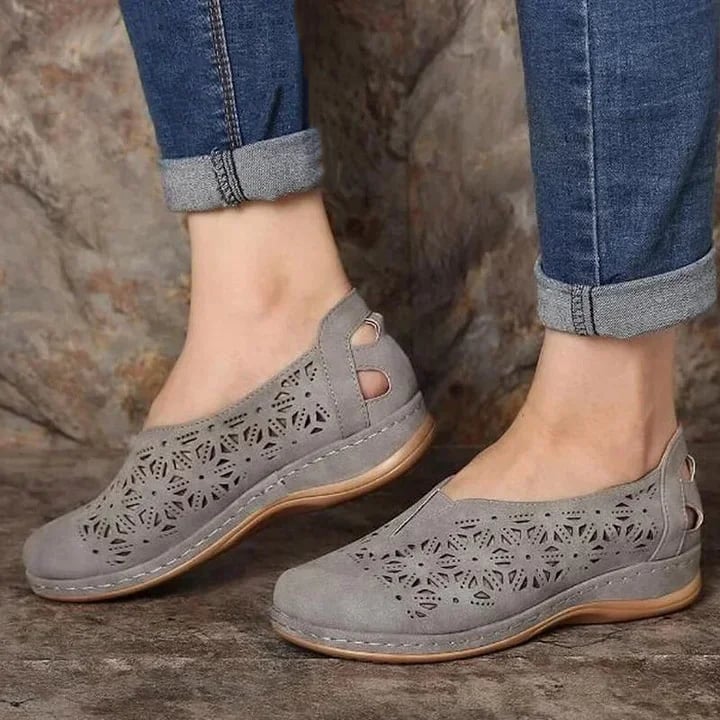 Hollow Elastic Orthopedic Leather Shoes