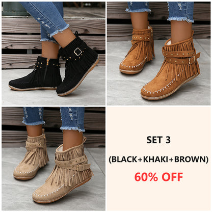 🔥Last Day 55% Discount-2023 New Short Sleeve Orthopedic Women's Tassel Boots-Buy 2 Free Shipping