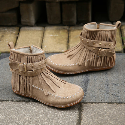 🔥Last Day 55% Discount-2023 New Short Sleeve Orthopedic Women's Tassel Boots-Buy 2 Free Shipping
