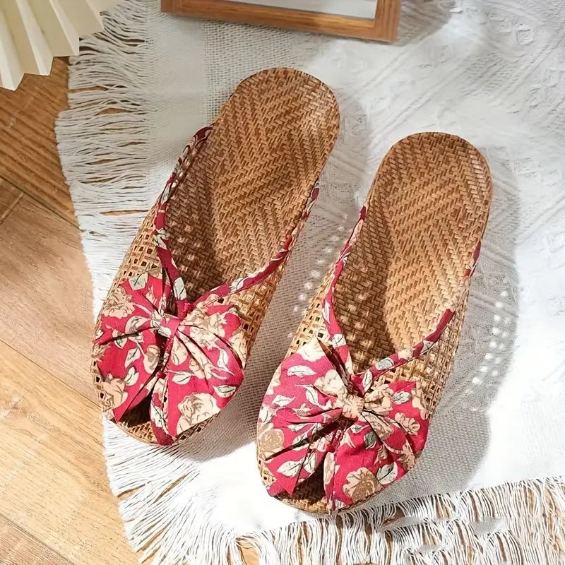 Women's Summer Woven Straw Slide Sandals – Breathable & Lightweight