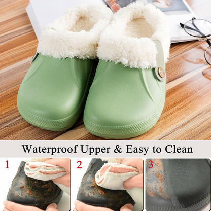 Women's Comfort Winter Warm Fleece Lined Mules Slippers Waterproof Indoor Outdoor Non-slip House Shoes