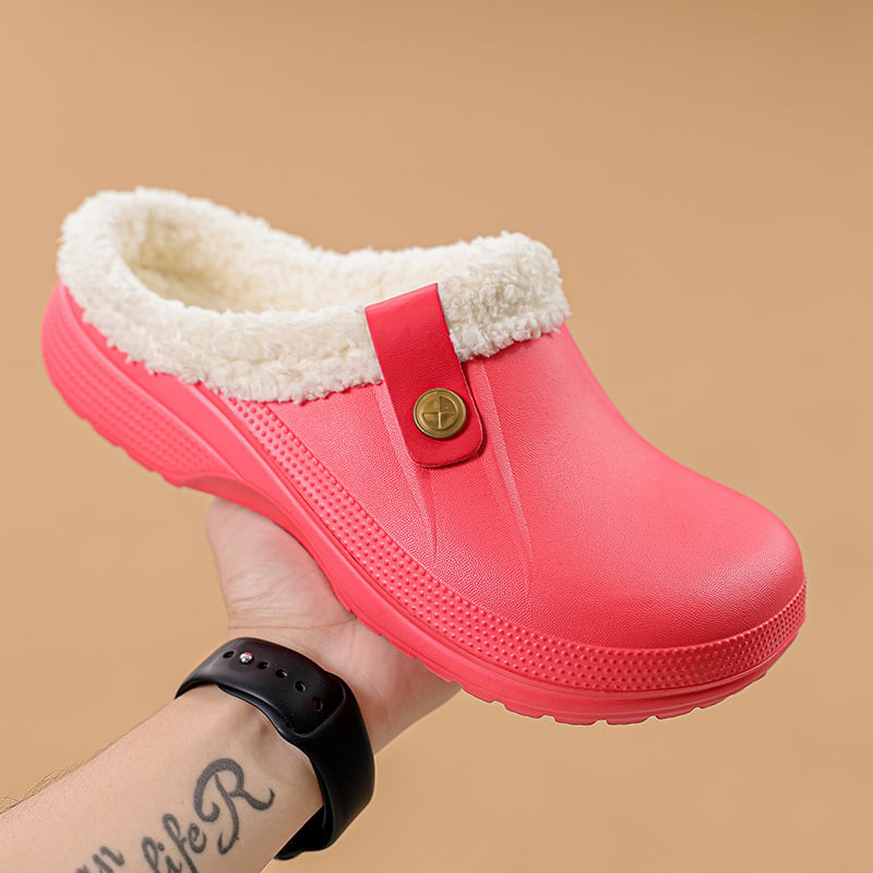 Women's Comfort Winter Warm Fleece Lined Mules Slippers Waterproof Indoor Outdoor Non-slip House Shoes