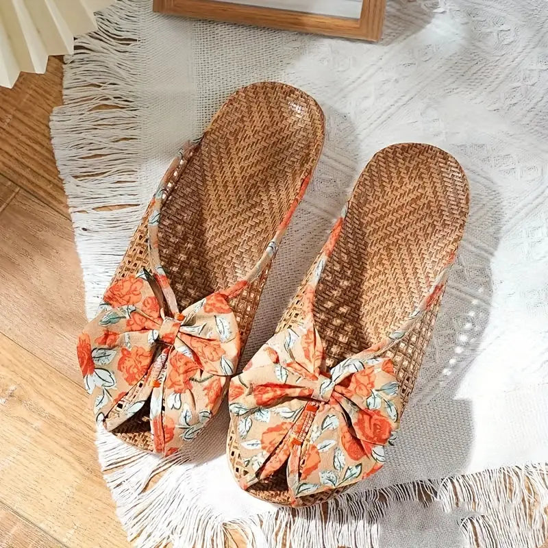 Women's Summer Woven Straw Slide Sandals – Breathable & Lightweight