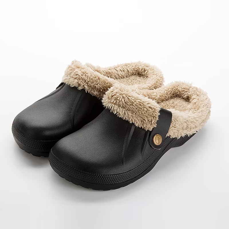 Women's Comfort Winter Warm Fleece Lined Mules Slippers Waterproof Indoor Outdoor Non-slip House Shoes
