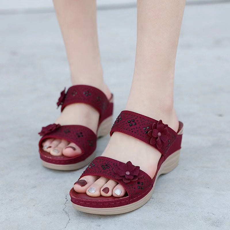 🔥Last Day Promotion 50% OFF - Floral Wedge Platform Orthopedic Sandals