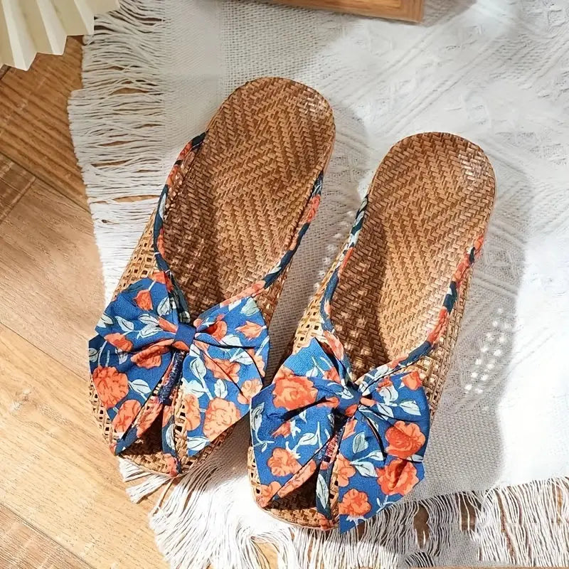 Women's Summer Woven Straw Slide Sandals – Breathable & Lightweight