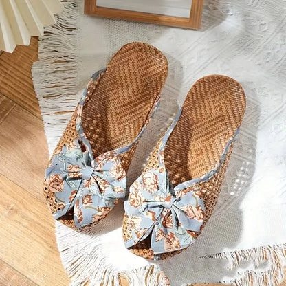 Women's Summer Woven Straw Slide Sandals – Breathable & Lightweight