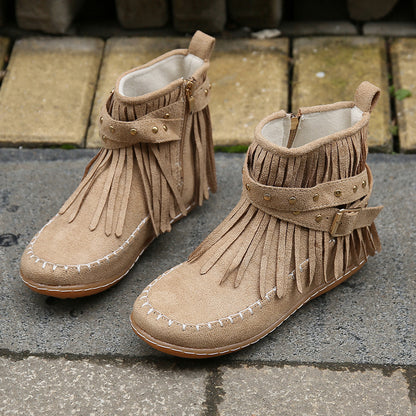 🔥Last Day 55% Discount-2023 New Short Sleeve Orthopedic Women's Tassel Boots-Buy 2 Free Shipping