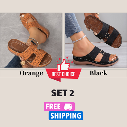 New Summer Hollow Breathable Sandals for Women, Comfortable Flat Slip-Ons