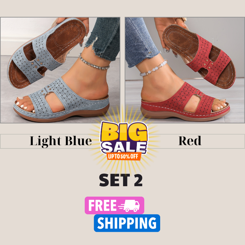 New Summer Hollow Breathable Sandals for Women, Comfortable Flat Slip-Ons