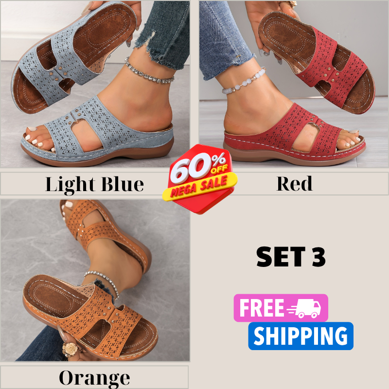 New Summer Hollow Breathable Sandals for Women, Comfortable Flat Slip-Ons