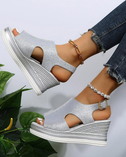 Melarey Fish Mouth Glitter Sandals