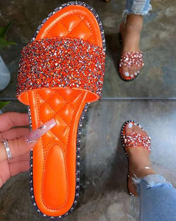 Melarey Glittering Rhinestone Slippers