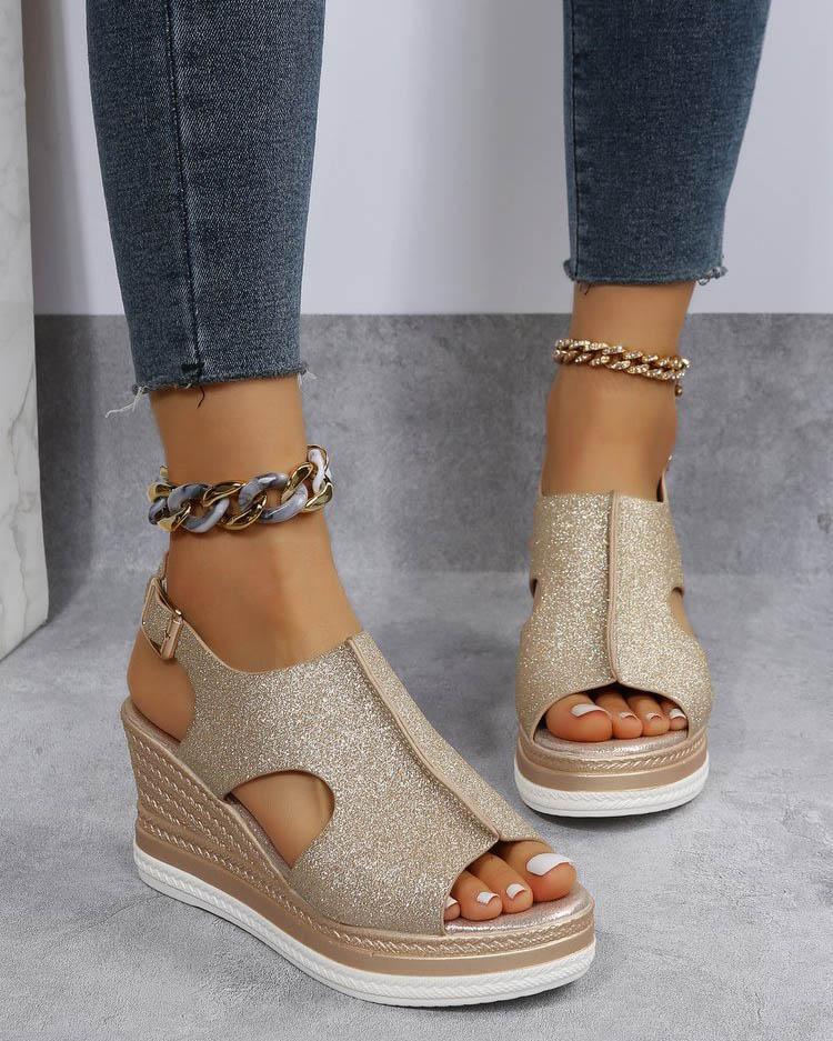 Melarey Fish Mouth Glitter Sandals