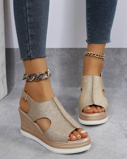Melarey Fish Mouth Glitter Sandals