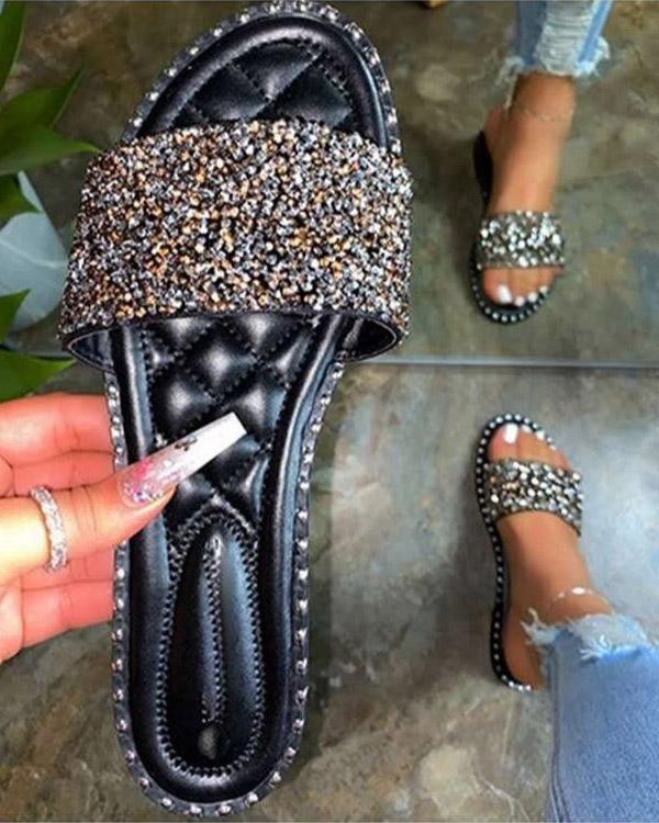 Melarey Glittering Rhinestone Slippers