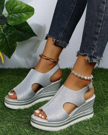 Melarey Fish Mouth Glitter Sandals