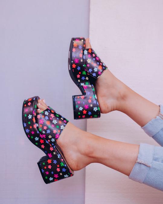Melarey Floral Faux Leather Sandals