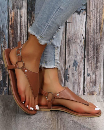 Melarey Round Toe Buckle Sandals