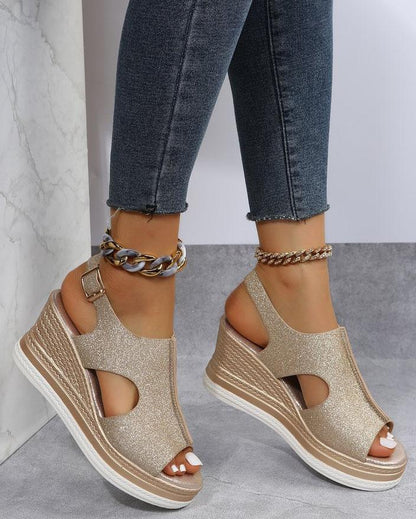 Melarey Fish Mouth Glitter Sandals