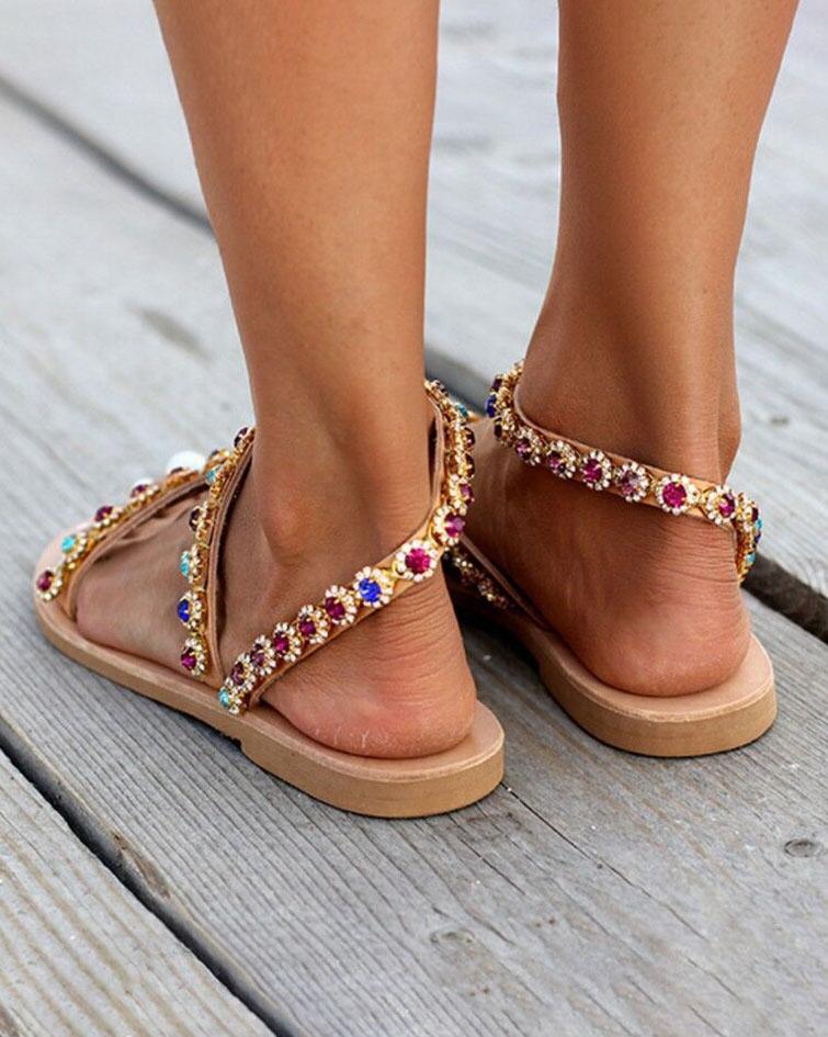 Melarey Glitter Faux Leather Sandals