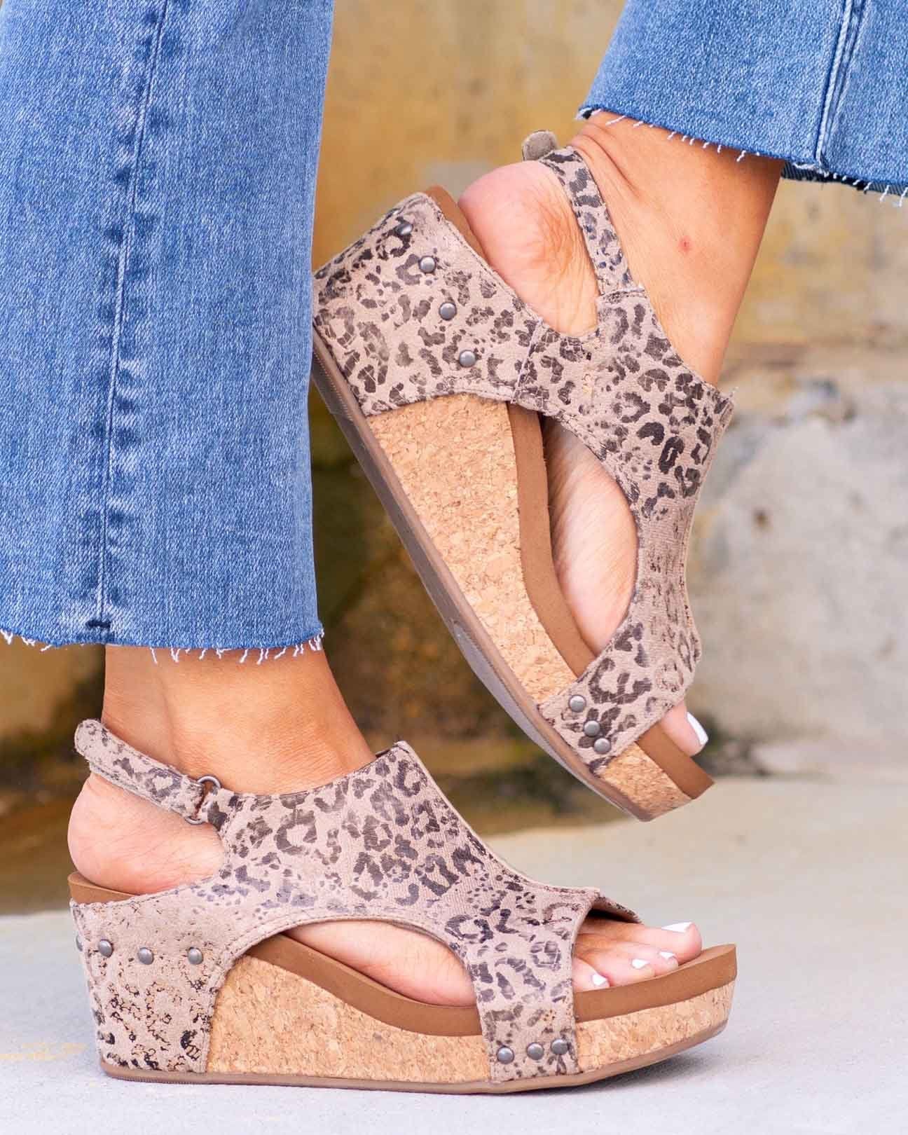 Melarey Leopard Wedge Sandals
