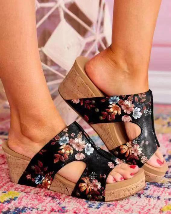 Melarey Printed Wedge Sandals