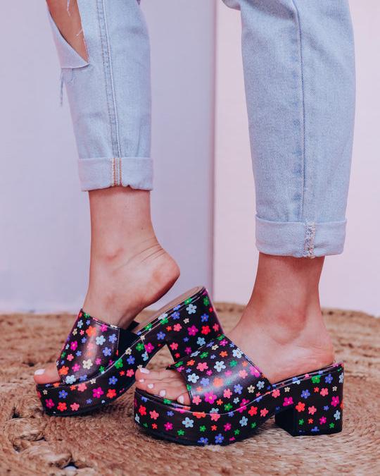 Melarey Floral Faux Leather Sandals