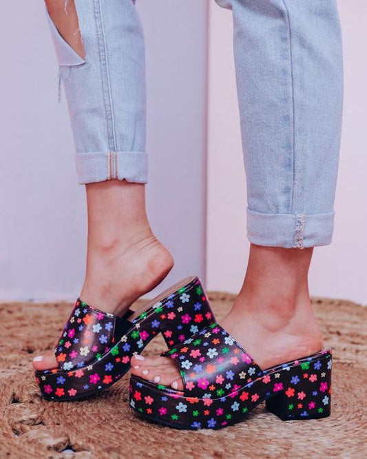 Melarey Floral Faux Leather Sandals