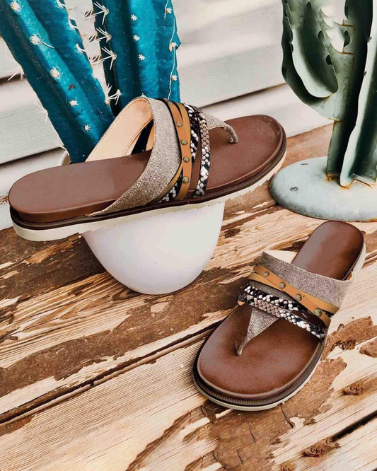 Melarey Studded Color Blocked Sandals