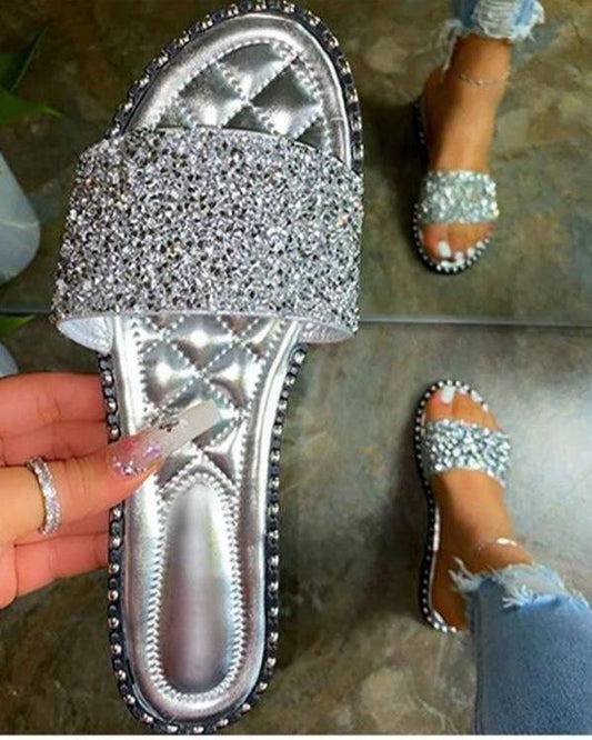 Melarey Glittering Rhinestone Slippers