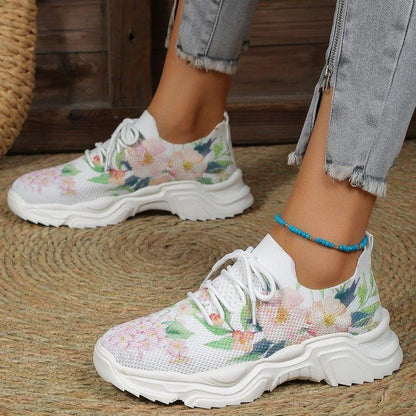 🎉Last Day 60% OFF - Floral Print Lace-up Breathable Orthopedic Sneakers- Buy 2 Free shipping
