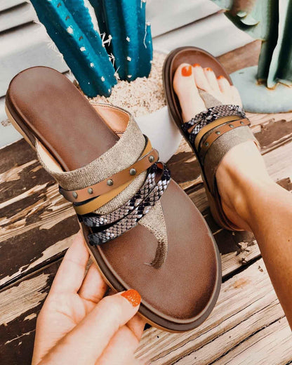 Melarey Studded Color Blocked Sandals