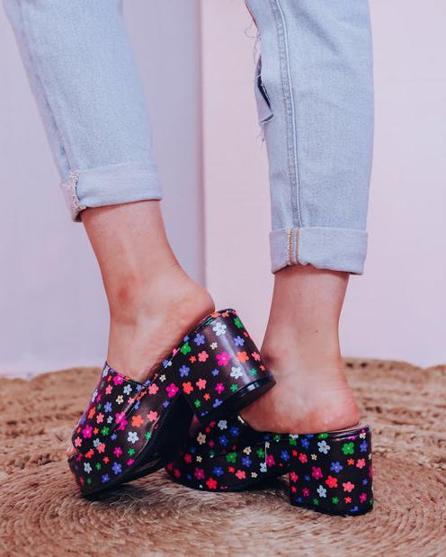 Melarey Floral Faux Leather Sandals