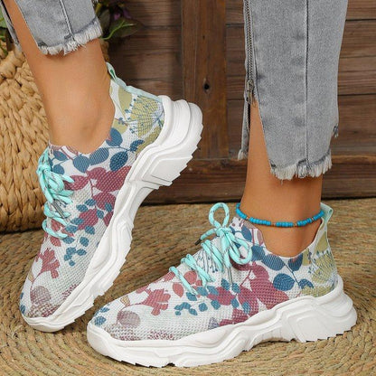 🎉Last Day 60% OFF - Floral Print Lace-up Breathable Orthopedic Sneakers- Buy 2 Free shipping