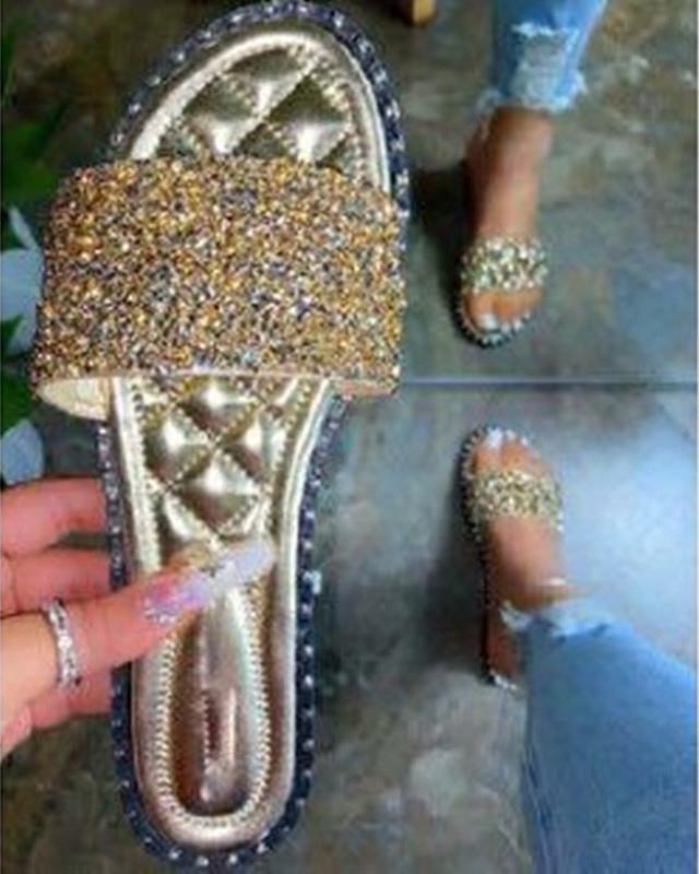 Melarey Glittering Rhinestone Slippers