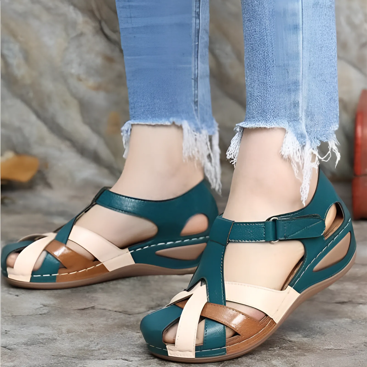 CMF Women Orthopedic Sandals Comfortable Retro Summer Chic Platform Wedge Gladiator Sandals