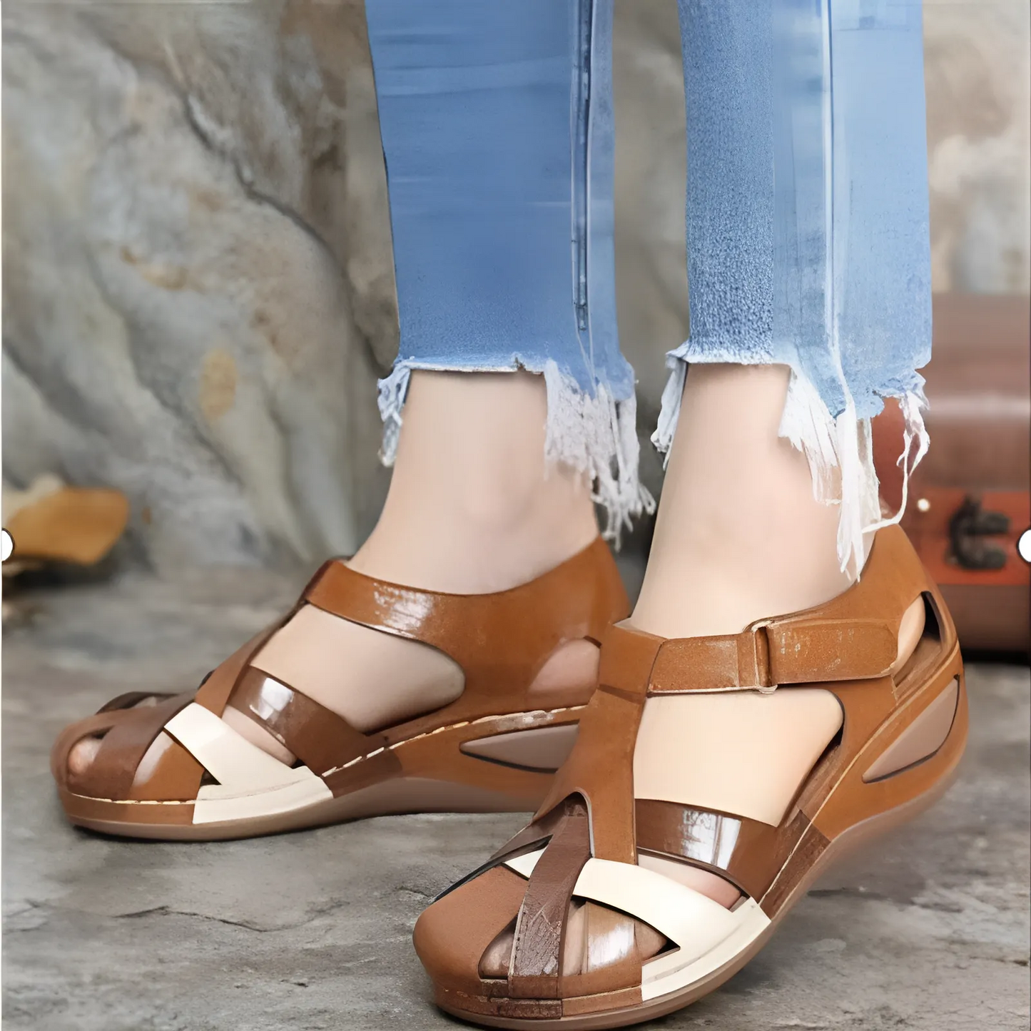 CMF Women Orthopedic Sandals Comfortable Retro Summer Chic Platform Wedge Gladiator Sandals