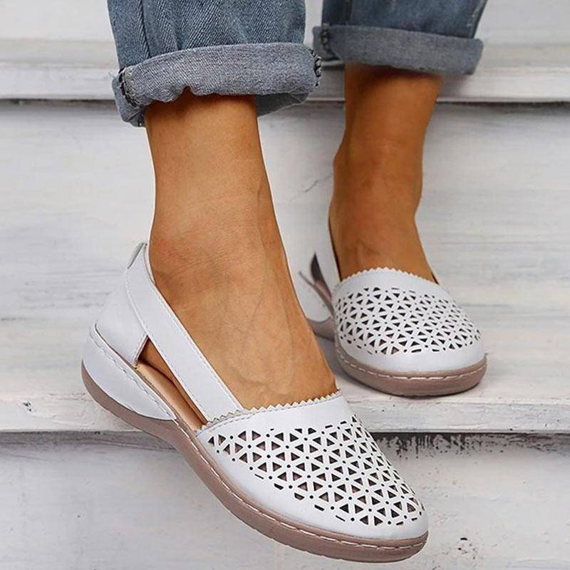 Women’s Breathable Cutout Comfort Shoes – Lightweight Slingback Walking Flats